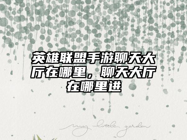 英雄联盟手游聊天大厅在哪里，聊天大厅在哪里进