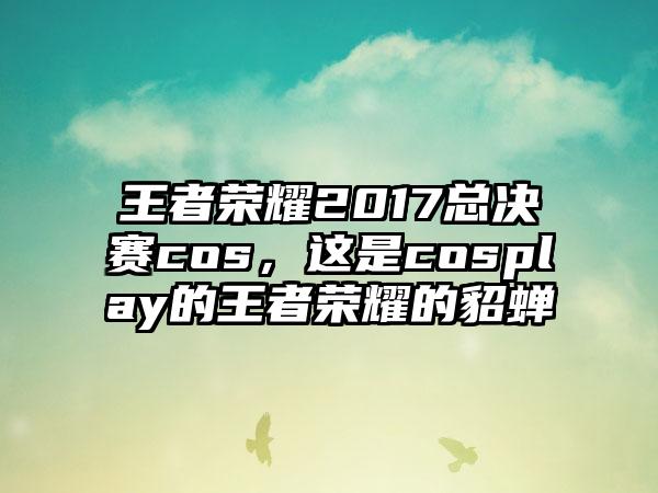 王者荣耀2017总决赛cos，这是cosplay的王者荣耀的貂蝉