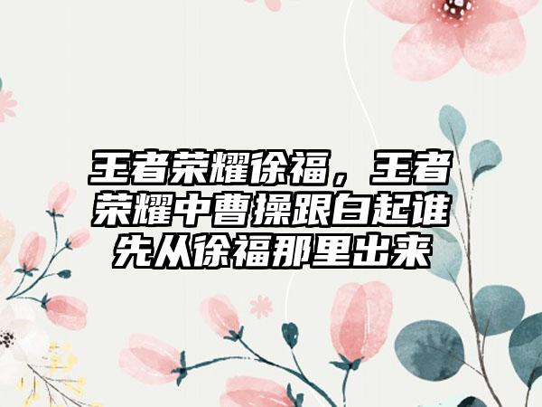 王者荣耀徐福，王者荣耀中曹操跟白起谁先从徐福那里出来