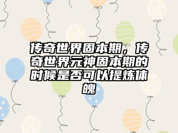 传奇世界固本期，传奇世界元神固本期的时候是否可以提炼体魄