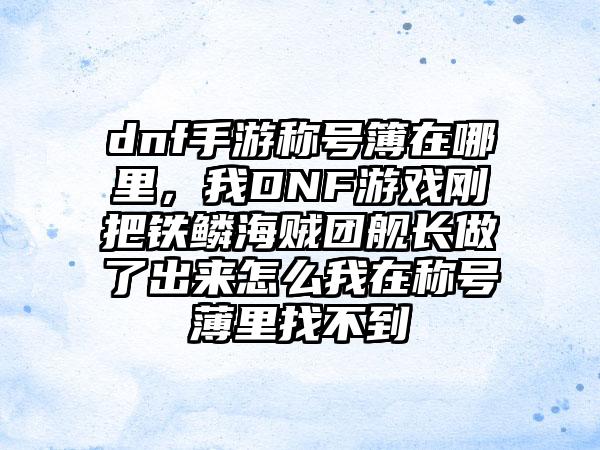 dnf手游称号簿在哪里，我DNF游戏刚把铁鳞海贼团舰长做了出来怎么我在称号薄里找不到