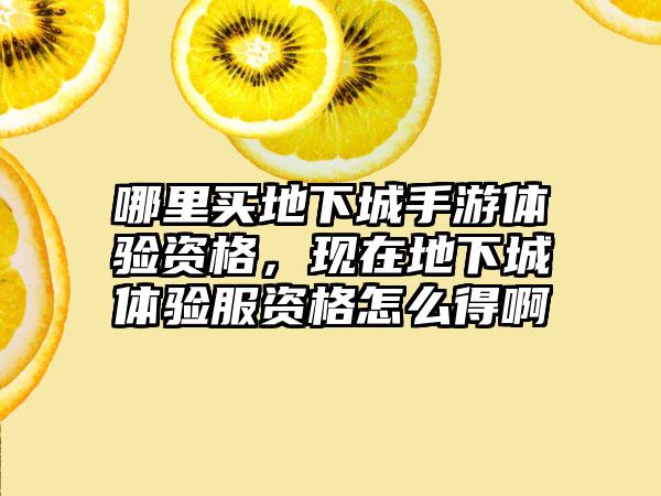 哪里买地下城手游体验资格，现在地下城体验服资格怎么得啊
