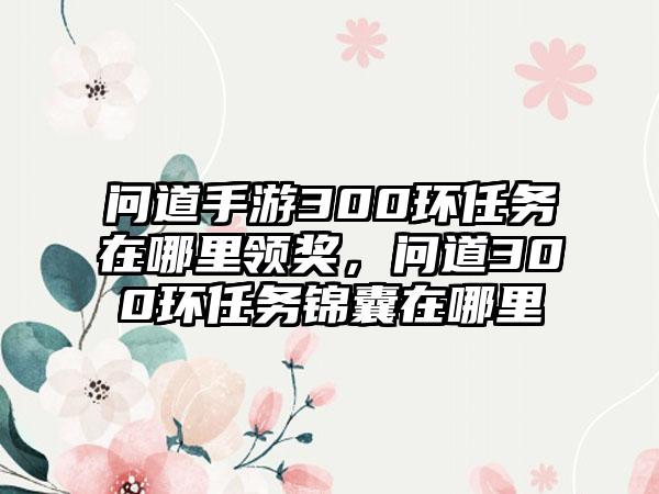 问道手游300环任务在哪里领奖，问道300环任务锦囊在哪里
