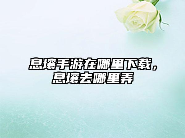 息壤手游在哪里下载，息壤去哪里弄