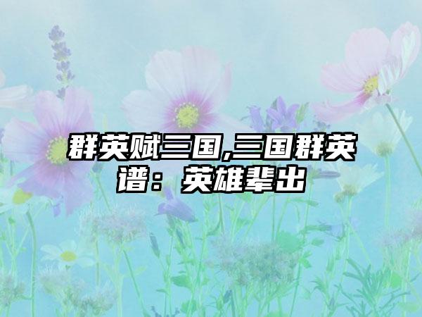 群英赋三国,三国群英谱：英雄辈出