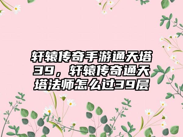 轩辕传奇手游通天塔39，轩辕传奇通天塔法师怎么过39层