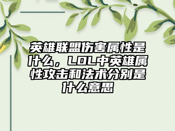 英雄联盟伤害属性是什么，LOL中英雄属性攻击和法术分别是什么意思