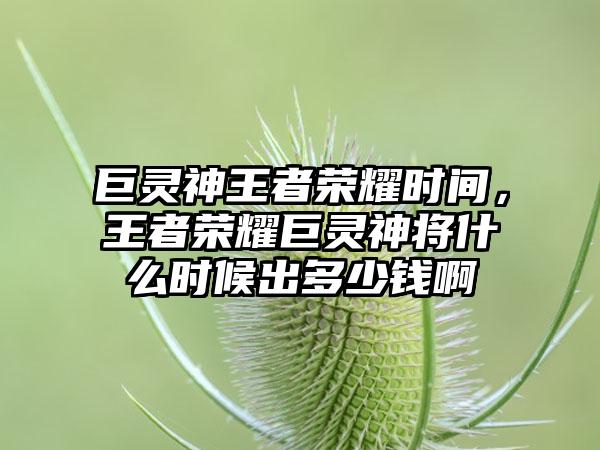 巨灵神王者荣耀时间，王者荣耀巨灵神将什么时候出多少钱啊