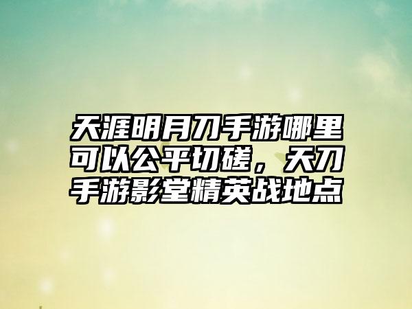 天涯明月刀手游哪里可以公平切磋，天刀手游影堂精英战地点