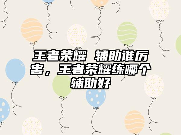 王者荣耀 辅助谁厉害，王者荣耀练哪个辅助好
