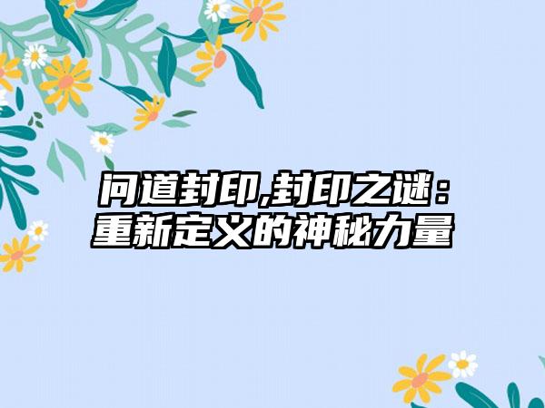 问道封印,封印之谜:重新定义的神秘力量