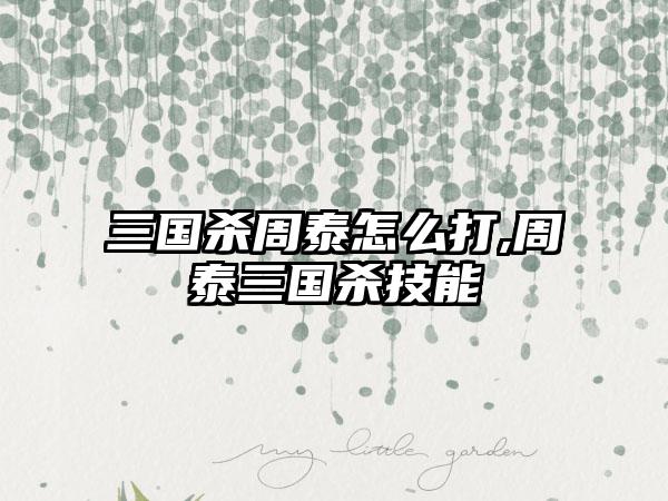 三国杀周泰怎么打,周泰三国杀技能