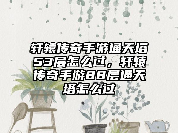 轩辕传奇手游通天塔53层怎么过，轩辕传奇手游88层通天塔怎么过