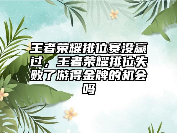 王者荣耀排位赛没赢过，王者荣耀排位失败了游得金牌的机会吗