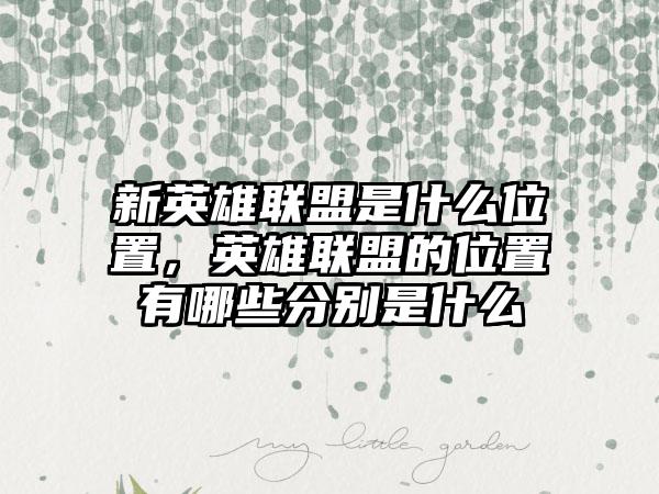 新英雄联盟是什么位置，英雄联盟的位置有哪些分别是什么