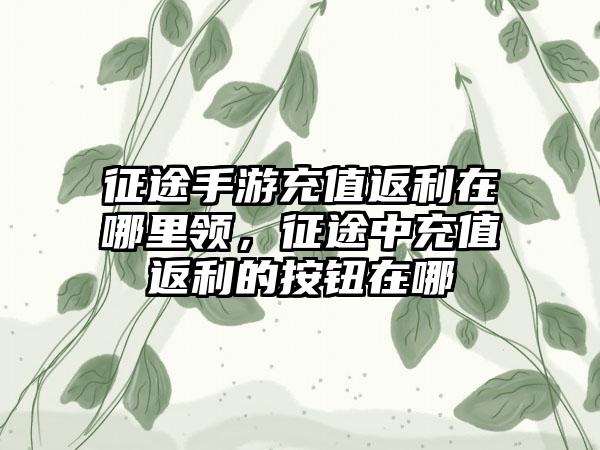 征途手游充值返利在哪里领，征途中充值返利的按钮在哪