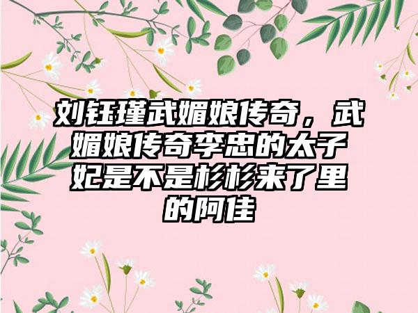 刘钰瑾武媚娘传奇，武媚娘传奇李忠的太子妃是不是杉杉来了里的阿佳