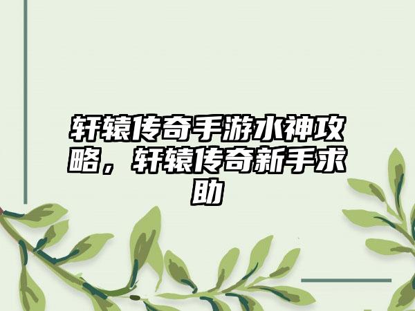 轩辕传奇手游水神攻略，轩辕传奇新手求助
