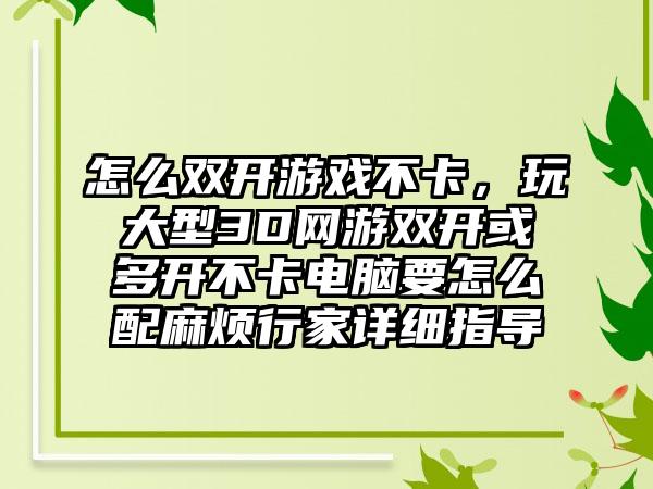 怎么双开游戏不卡,玩大型3D网游双开或多开不卡电脑要怎么配麻烦行家详细指导