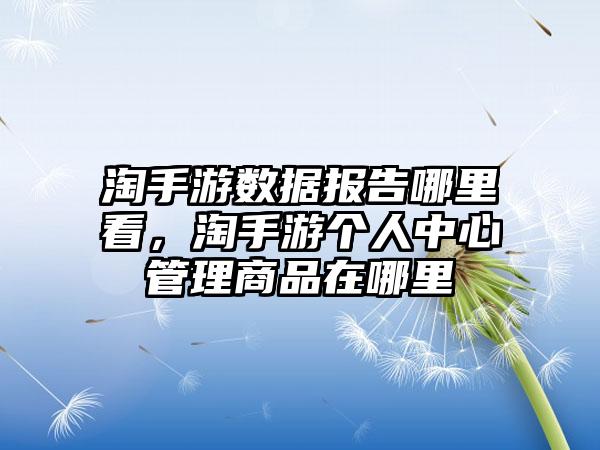 淘手游数据报告哪里看，淘手游个人中心管理商品在哪里
