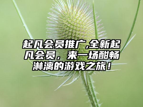 起凡会员推广,全新起凡会员，来一场酣畅淋漓的游戏之旅！