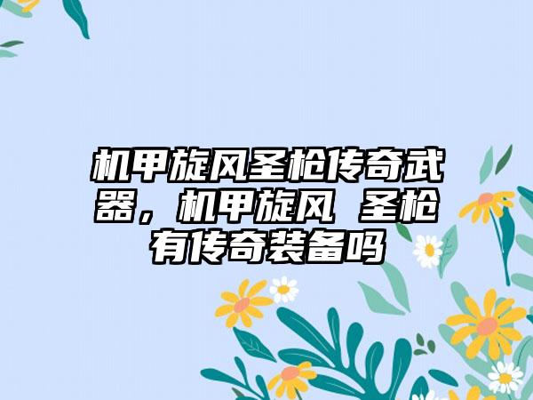 机甲旋风圣枪传奇武器，机甲旋风 圣枪有传奇装备吗