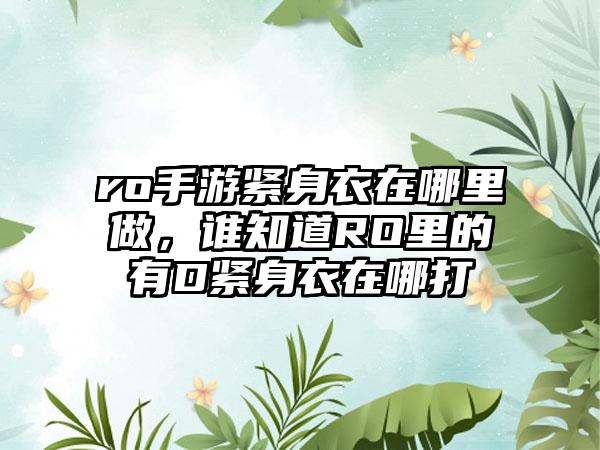 ro手游紧身衣在哪里做，谁知道RO里的有D紧身衣在哪打