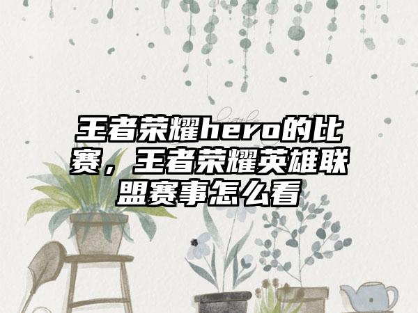 王者荣耀hero的比赛，王者荣耀英雄联盟赛事怎么看