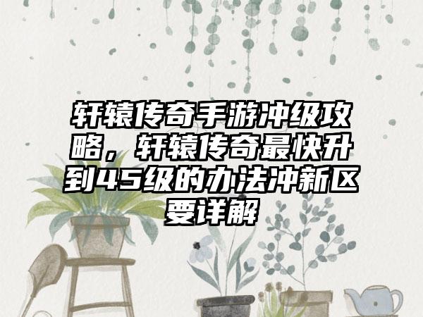 轩辕传奇手游冲级攻略，轩辕传奇最快升到45级的办法冲新区要详解