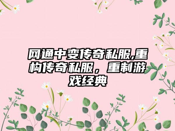 网通中变传奇私服,重构传奇私服，重制游戏经典