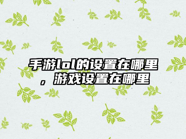 手游lol的设置在哪里，游戏设置在哪里