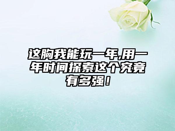 这胸我能玩一年,用一年时间探索这个究竟有多强!