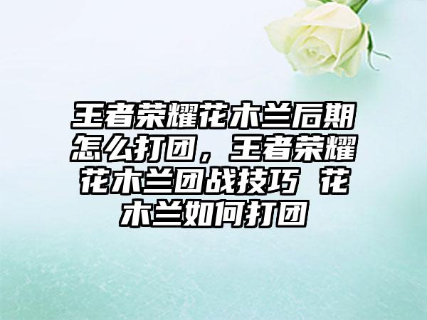 王者荣耀花木兰后期怎么打团，王者荣耀花木兰团战技巧 花木兰如何打团