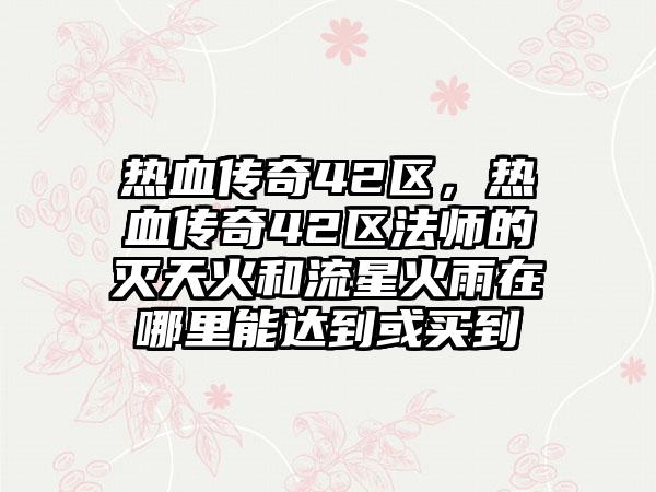 热血传奇42区，热血传奇42区法师的灭天火和流星火雨在哪里能达到或买到