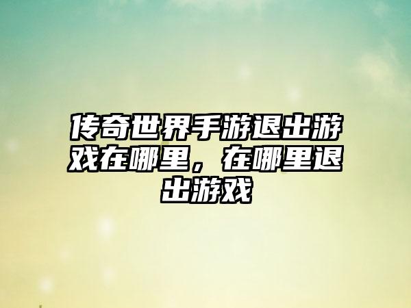 传奇世界手游退出游戏在哪里，在哪里退出游戏