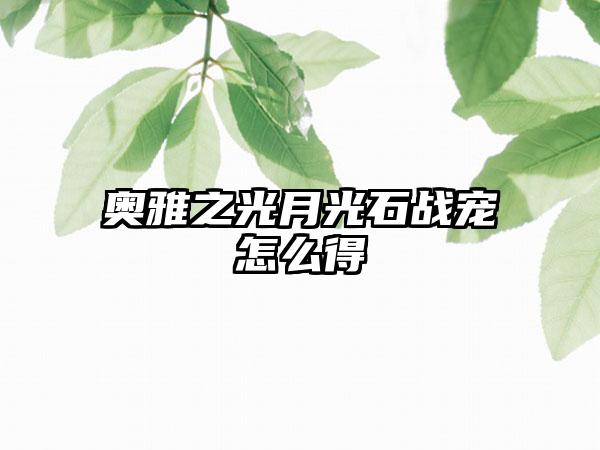 奥雅之光月光石战宠怎么得