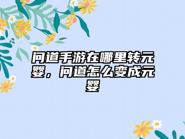 问道手游在哪里转元婴，问道怎么变成元婴