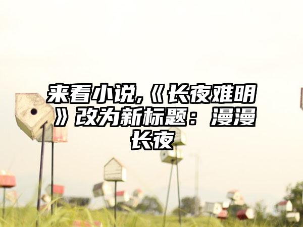 来看小说,《长夜难明》改为新标题：漫漫长夜