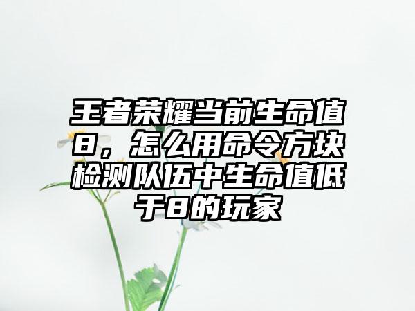 王者荣耀当前生命值8，怎么用命令方块检测队伍中生命值低于8的玩家