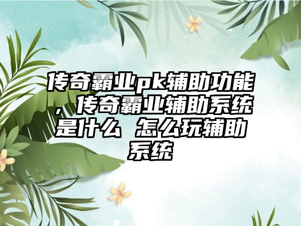 传奇霸业pk辅助功能，传奇霸业辅助系统是什么 怎么玩辅助系统