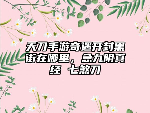 天刀手游奇遇开封黑街在哪里，急九阴真经 七煞刀