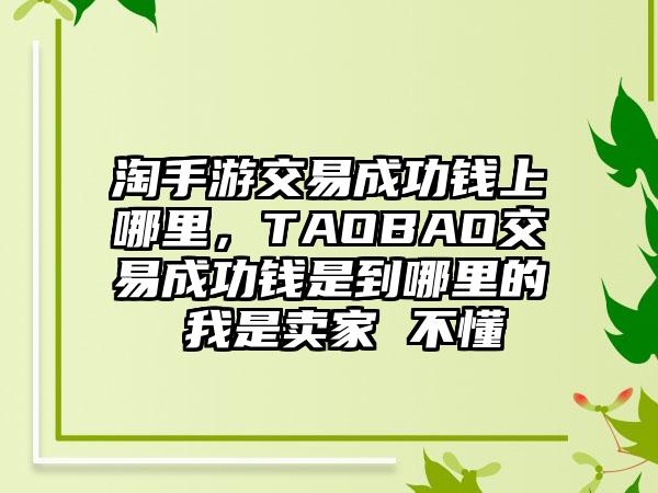 淘手游交易成功钱上哪里，TAOBAO交易成功钱是到哪里的 我是卖家 不懂