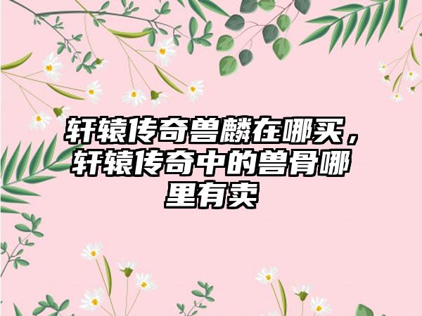 轩辕传奇兽麟在哪买，轩辕传奇中的兽骨哪里有卖