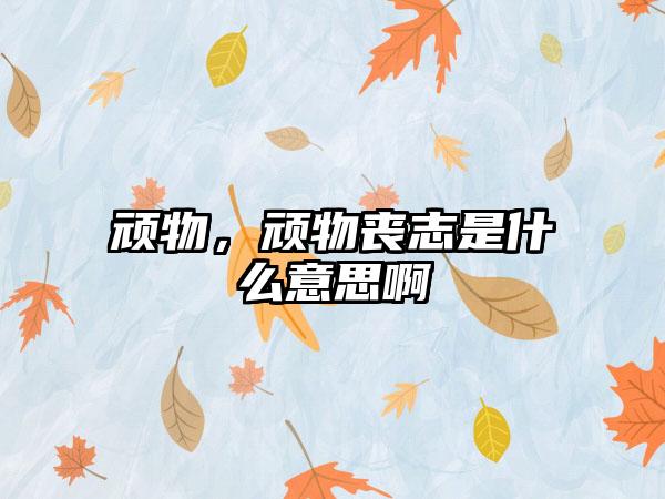 顽物,顽物丧志是什么意思啊