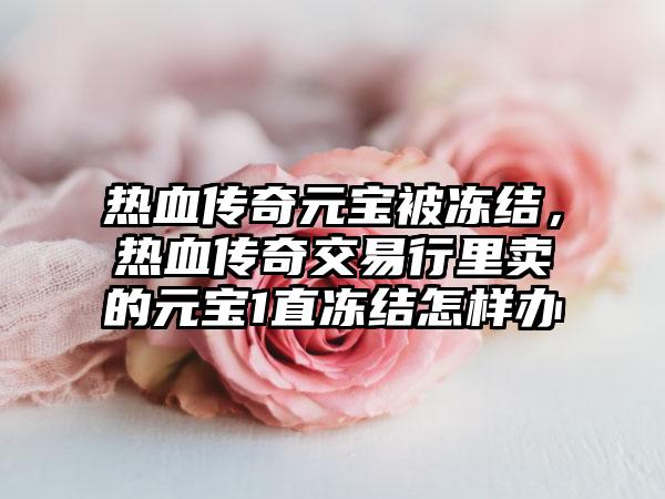 热血传奇元宝被冻结，热血传奇交易行里卖的元宝1直冻结怎样办