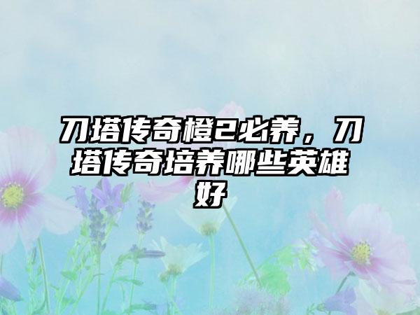 刀塔传奇橙2必养，刀塔传奇培养哪些英雄好