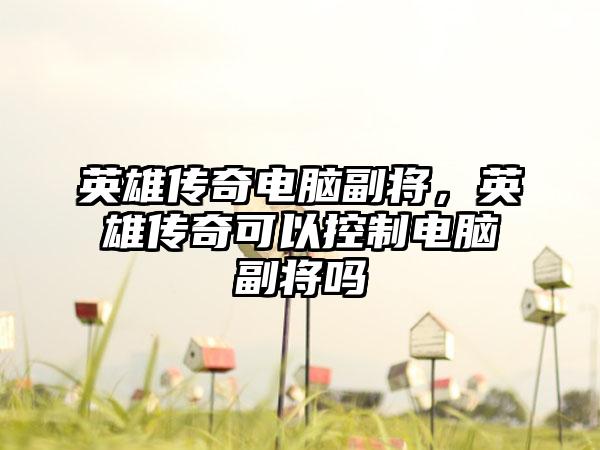 英雄传奇电脑副将，英雄传奇可以控制电脑副将吗