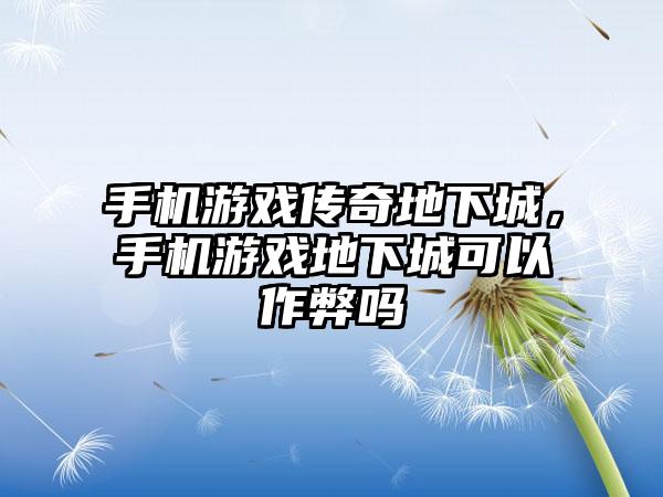 手机游戏传奇地下城，手机游戏地下城可以作弊吗