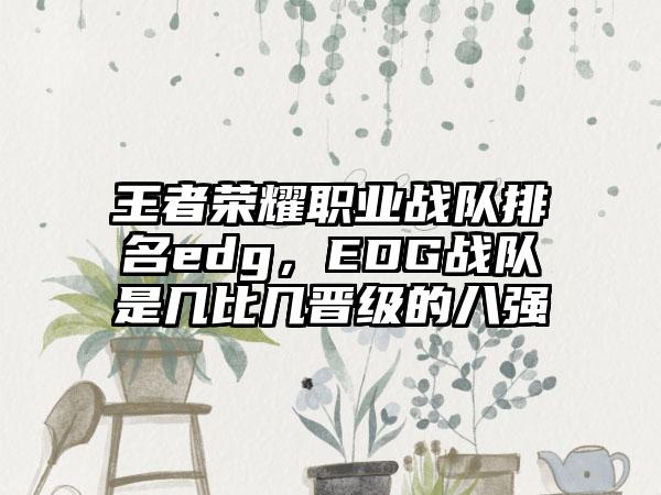 王者荣耀职业战队排名edg，EDG战队是几比几晋级的八强