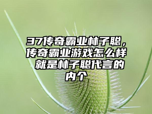 37传奇霸业林子聪,传奇霸业游戏怎么样 就是林子聪代言的内个